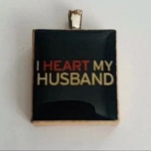 “I heart my husband” Scrabble tile pendant
